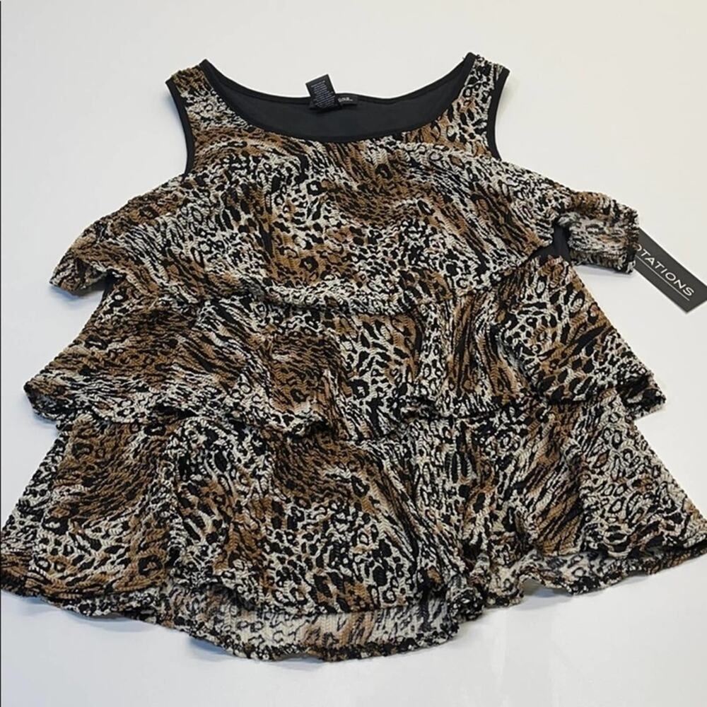 Womens Large Ruffled Leopard Camisole Top